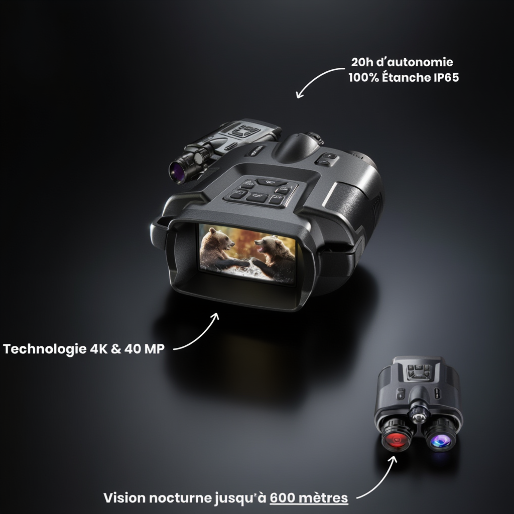 Jumelles Vision Nocturne 4K Écran 3” | IP65 | PrestigeVision
